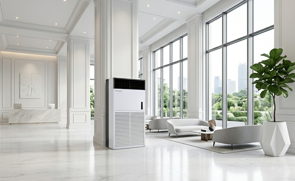 AC DAIKIN NON INVERTER R410A -FLOOR STANDING FVGR - Permata Teknik Daikin Indonesia - Distributor Daikin Wallpaper Lobby Hotel