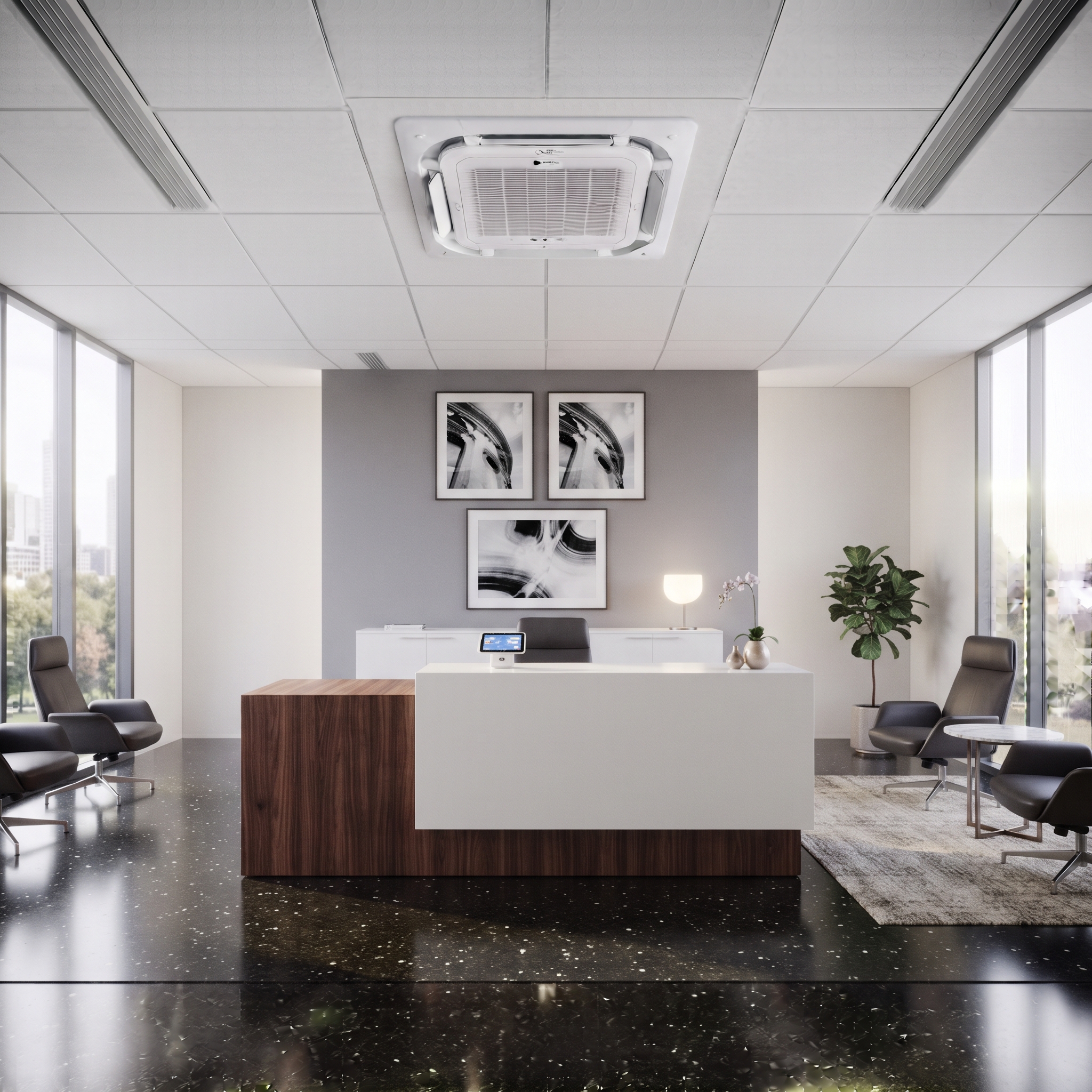 AC GREE Cassette Inverter R32 Roundflow GULD Dsitributor GREE indonesia Permata Teknik - Front office GREE